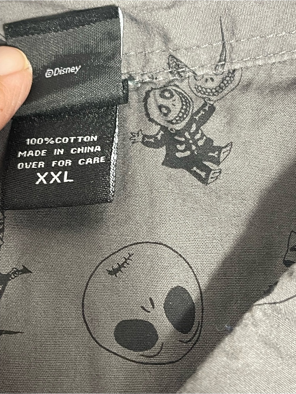 Disney Nightmare B-4  Xmas Jack Skellington Gray Cotton Shirt Mens XXL.SKU#0561 - Picture 4 of 6